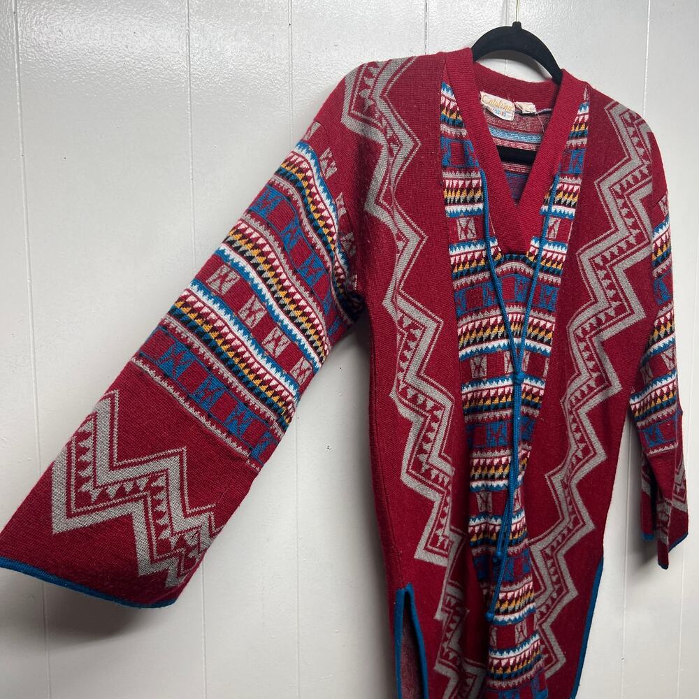 Catalina Wool Blend Vintage Aztec Print Women's Long Sleeve Sweater Size Medium - Picture 5 of 12
